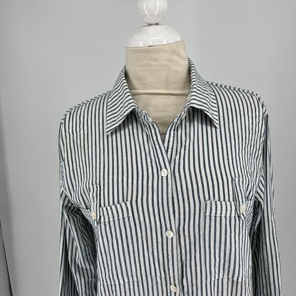 Roller Rabbit Dress Shirt Button Down Stripe Small Blue White - Picture 3 of 8
